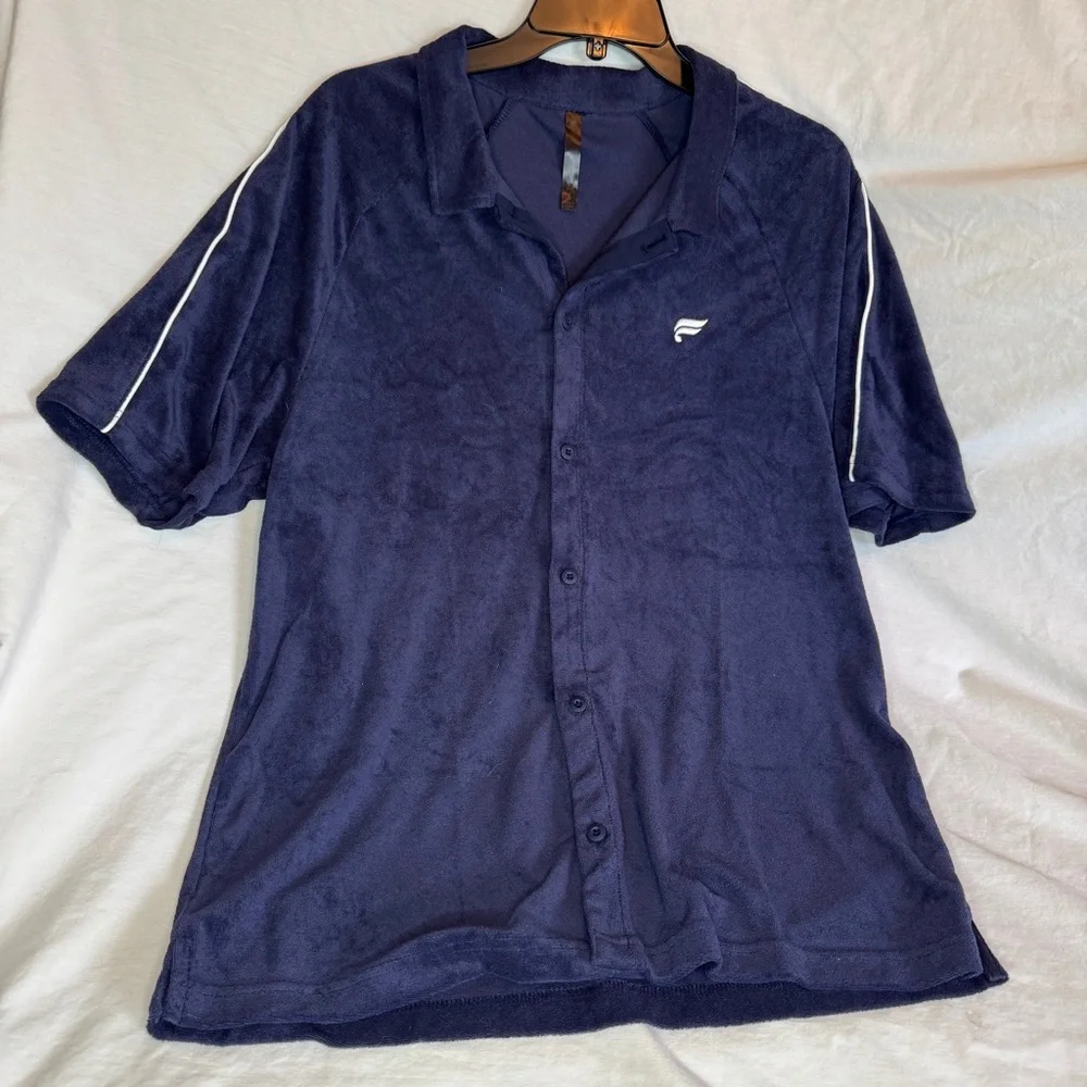 Fabletics Navy Casual Button Down Shirt - Picture 2 of 5